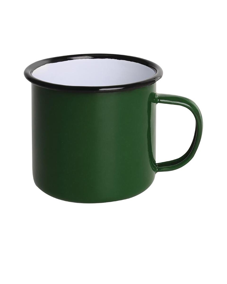 Mok - 35 CL - 6 stuks - Groen - Ø 9 x H 8 CM - Emaille - Olympia - DC396