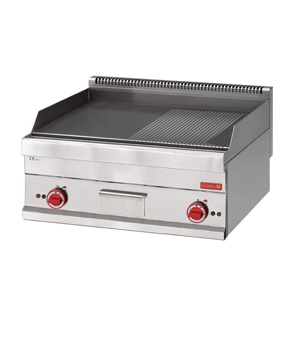 Bakplaat - 650 Line - Elektrisch - Glad/Geribbeld - H 28 x 70 x 65 CM - 9 kW - 400 V - RVS - Gastro M - GN061
