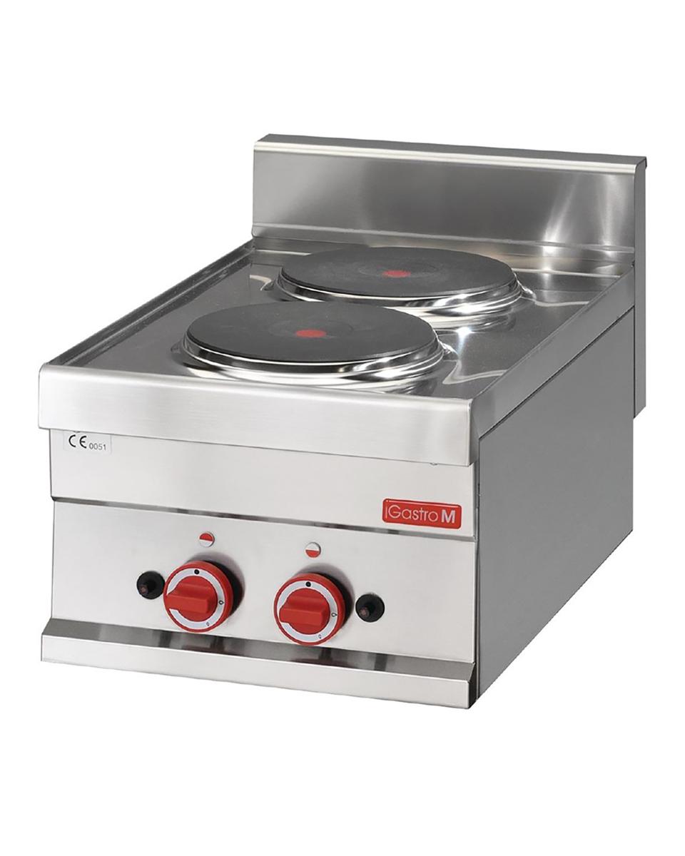 Fornuis - 600 Line - 2-pits - Elektrisch - H 28 x 30 x 60 CM - 3000 W - 400 V - RVS - Gastro M - GN017