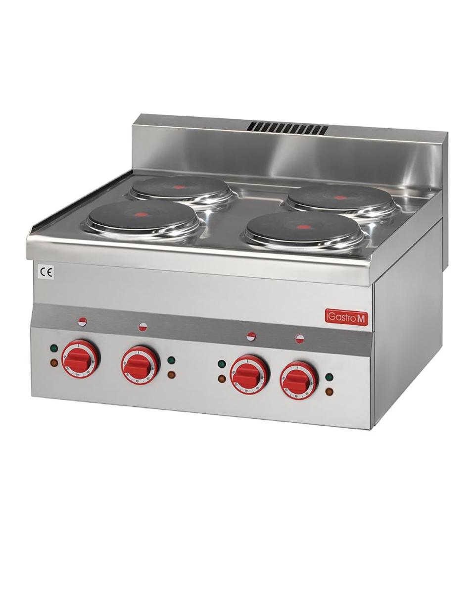 Fornuis - 600 Line - 4-pits - Elektrisch - H 28 x 60 x 60 CM - 6000 W - 400 V - RVS - Gastro M - GN018