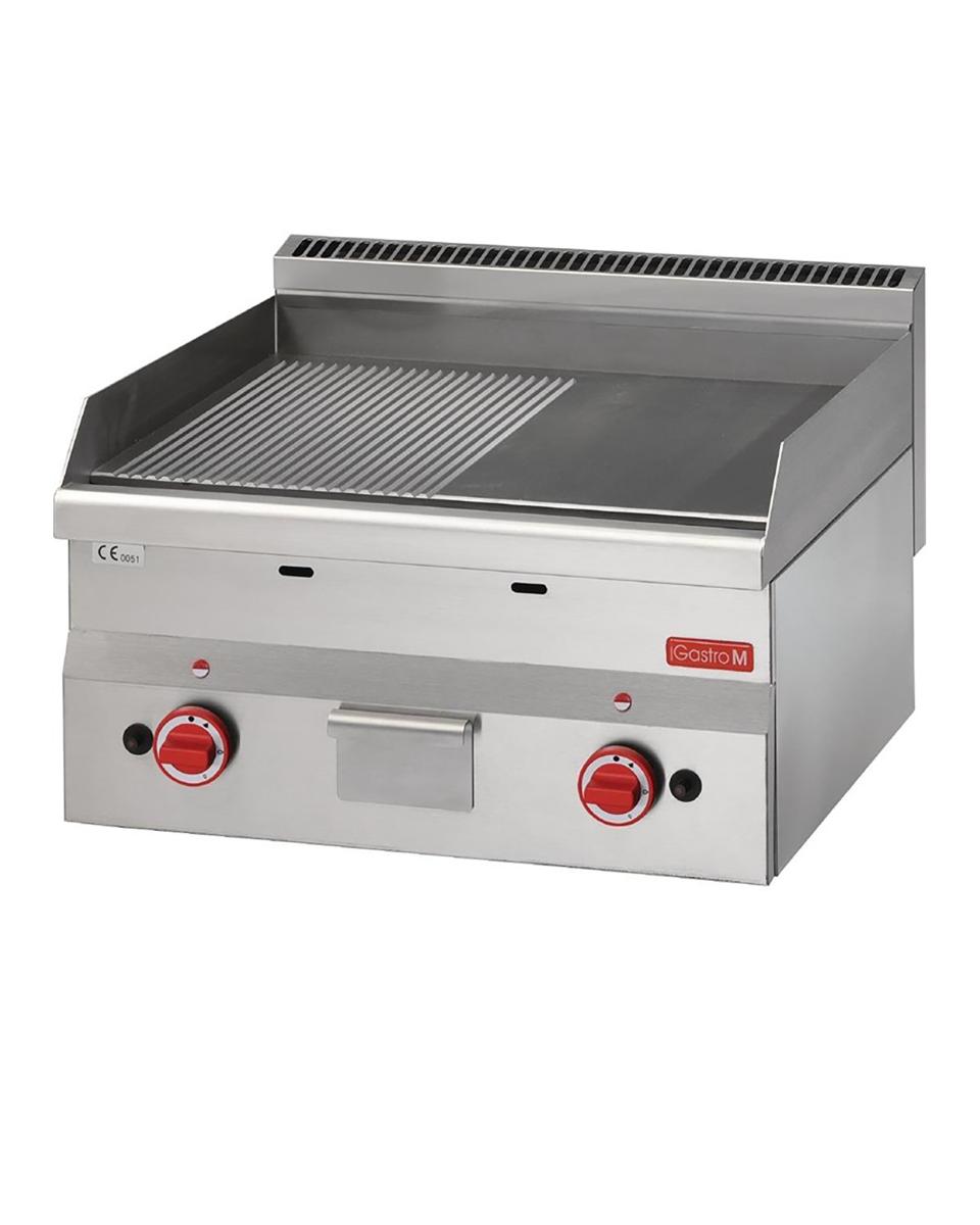 Bakplaat - 600 Line - Gas - Glad/Geribbeld - H 28 x 60 x 60 CM - 10.4 kW - RVS - Gastro M - GN025