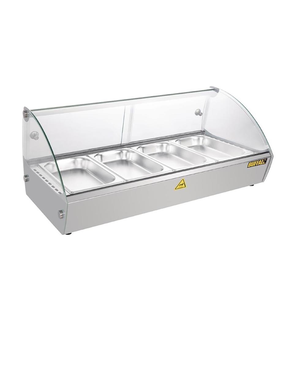Warmhoudvitrine - 4 x 1/3 GN - H 33.6 x 77.3 x 42 CM - 230 V - RVS/Glas - Buffalo - CW147