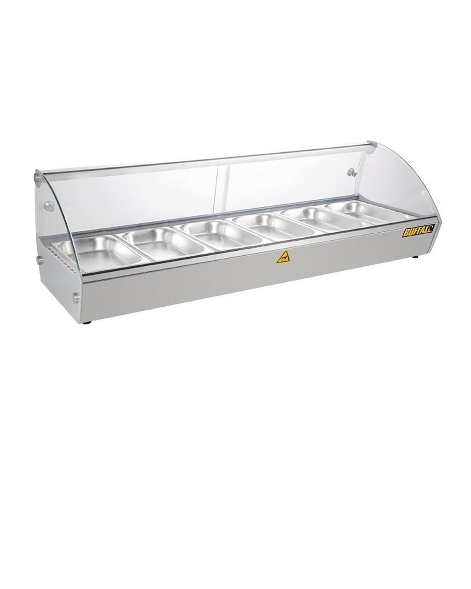 Warmhoudvitrine - 6 x 1/3 GN - H 33.6 x 112.7 x 42 CM - 230 V - RVS/Glas - Buffalo - CW148