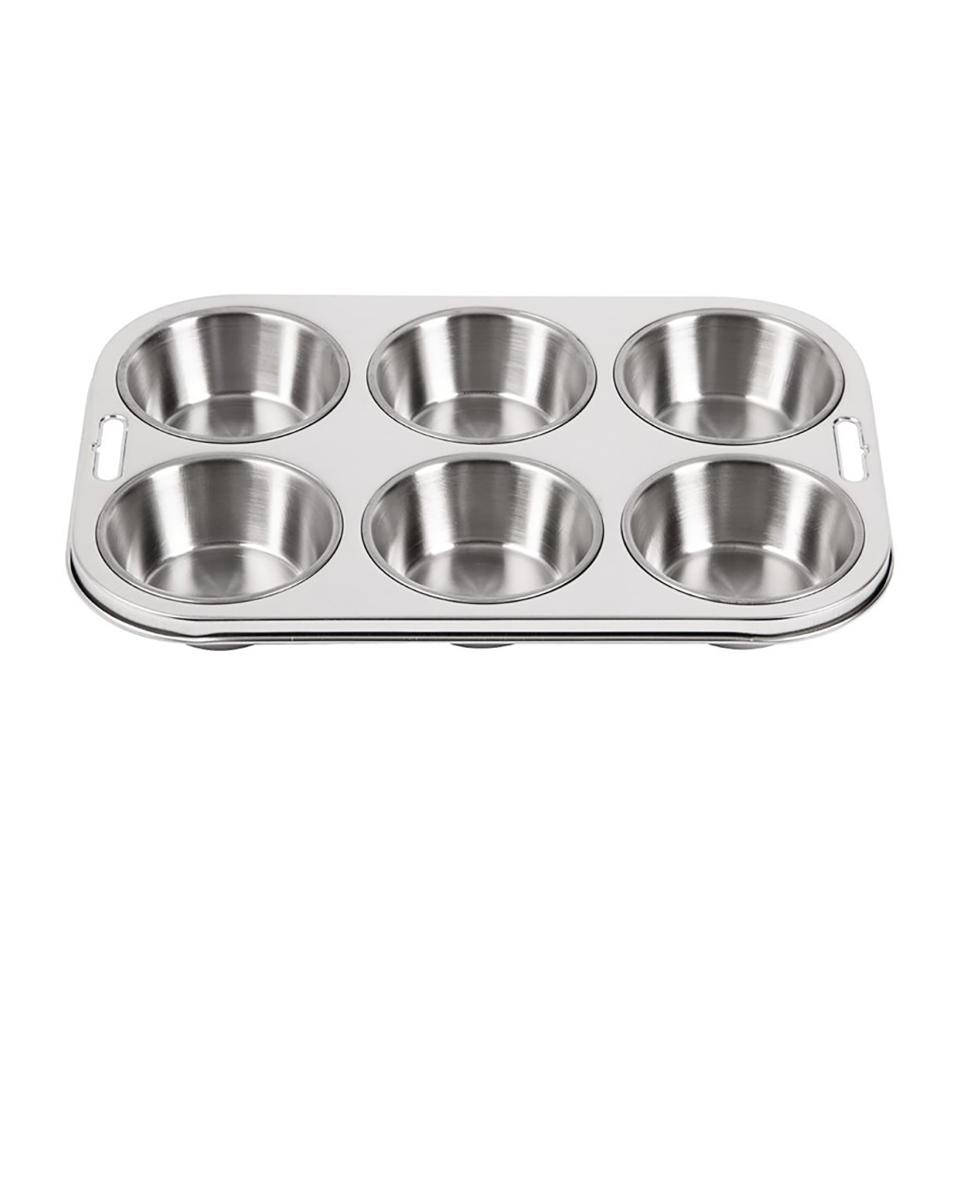 Bakvorm - 6 muffins - Ø 7 x H 3 x 27 x 18.5 x 19 CM - RVS - Vogue - E714