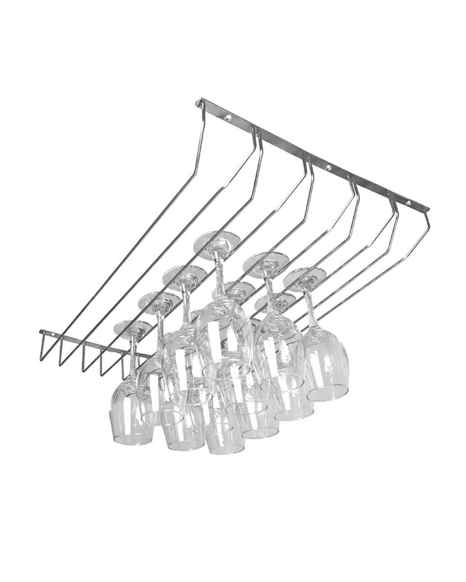 Glazenrek - 5 sleuven - H 6.5 x 61 x 43.5 CM - Verchroomd - Olympia - GH057