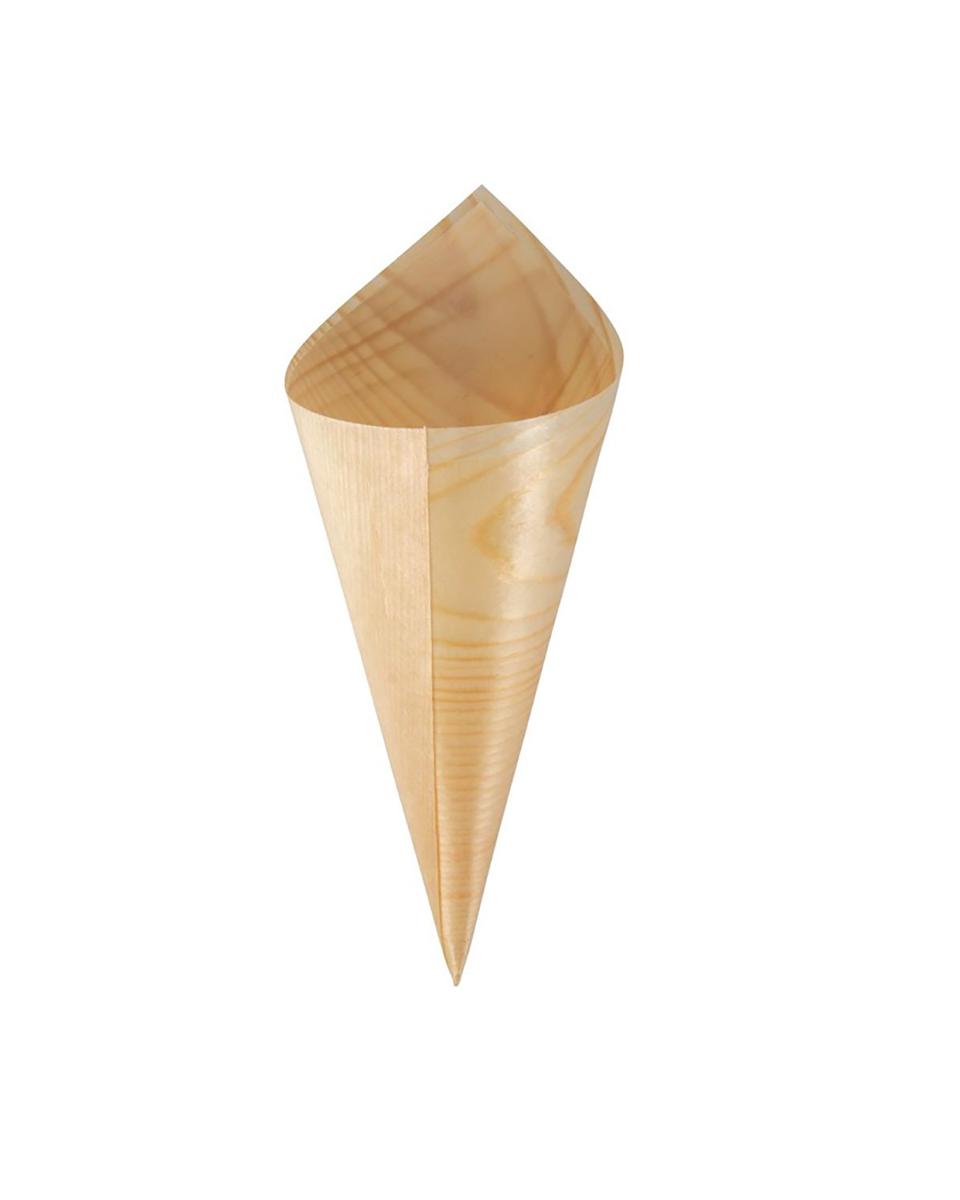 Wegwerp puntzakjes - 100 stuks - Ø 7.5 x H 17 CM - Populierenhout - Fiesta Green - DK389