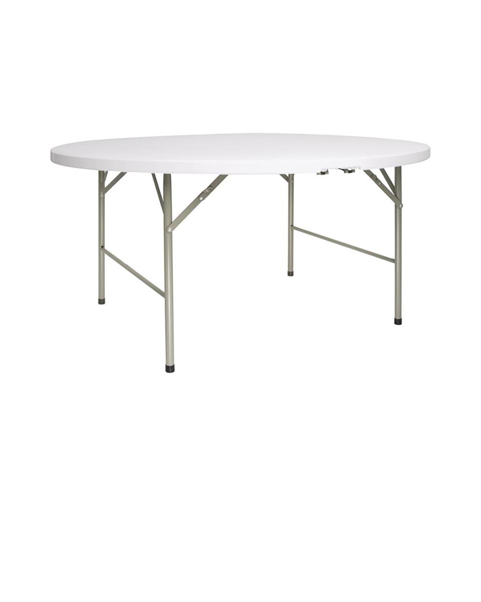 Tafel - Inklapbaar - Wit - Ø 153 x H 74 x 153 x 4.5 CM - Polyetheen/Staal - Bolero - CC506