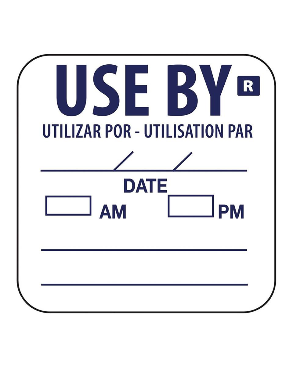 Houdbaarheidsetiketten - "Use By" - 1000 stuks - Ø 2.5 x 2.5 CM - Vogue - E150