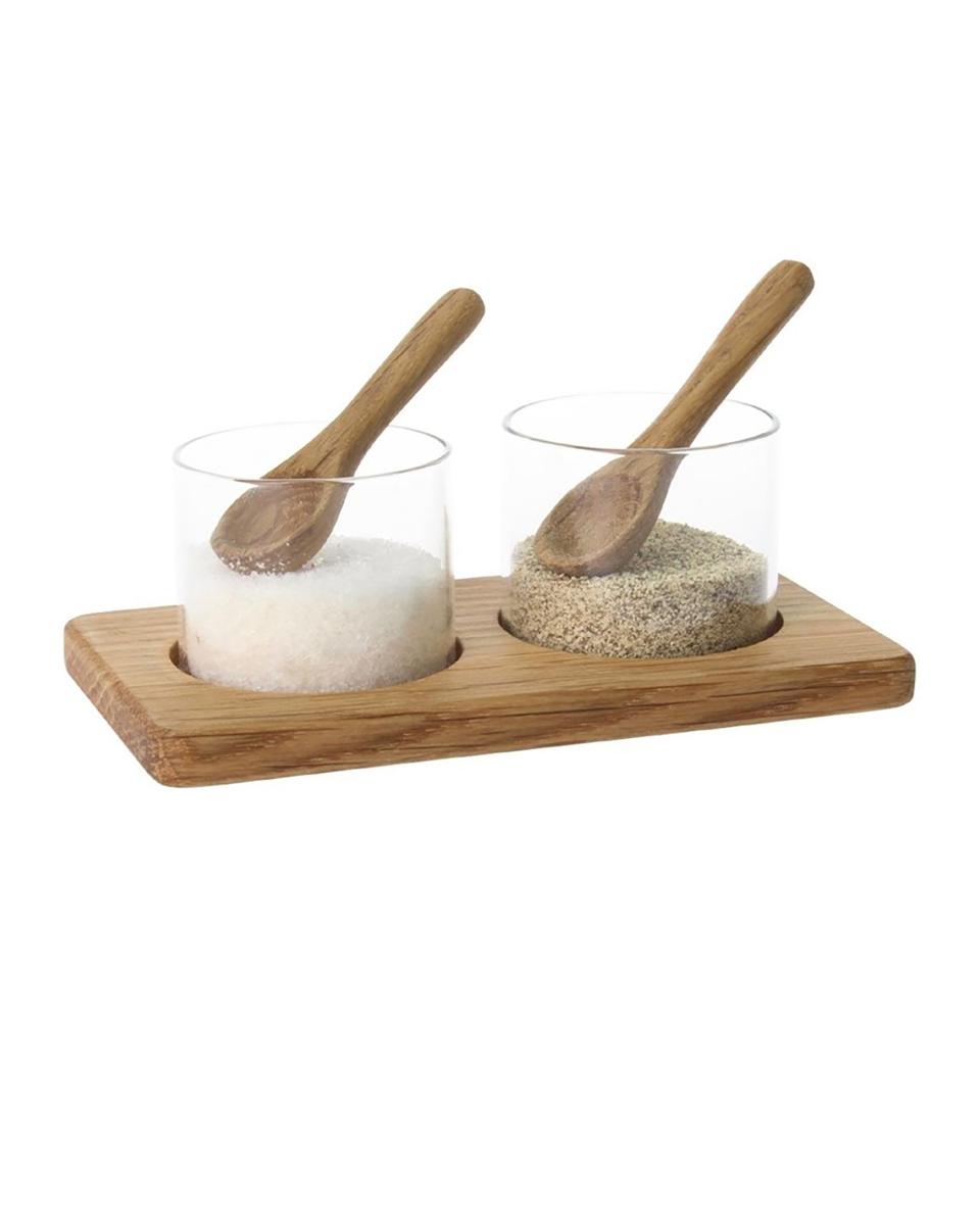 Zout- & pepermolen - H 4.2 x 12.5 x 7 CM - Hout/Glas - Olympia - CM398