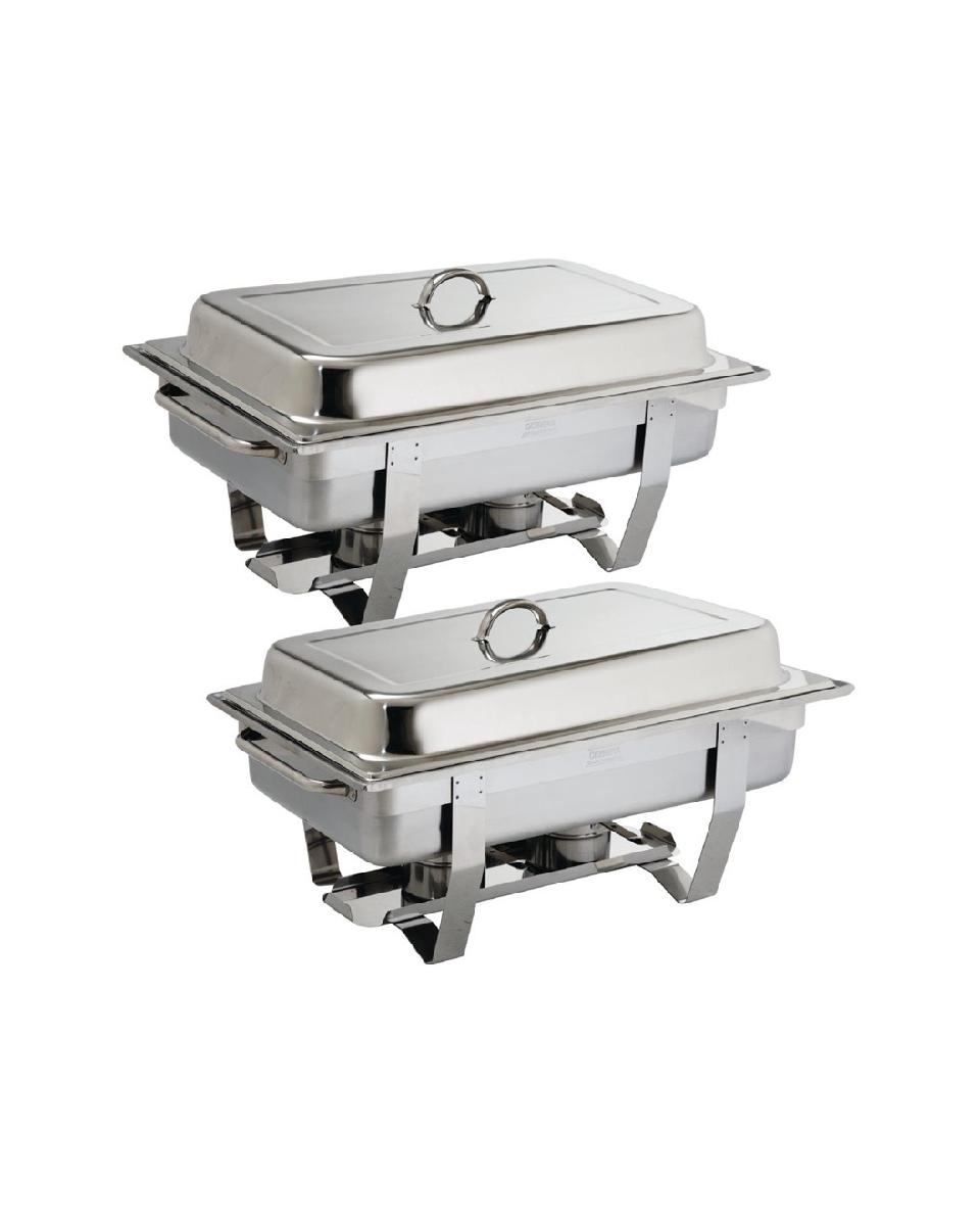 Chafing dish set - 1/1 GN - 9 Liter - 2 stuks - Zilver - H 27 x 33.2 x 59 CM - RVS - Olympia - S300