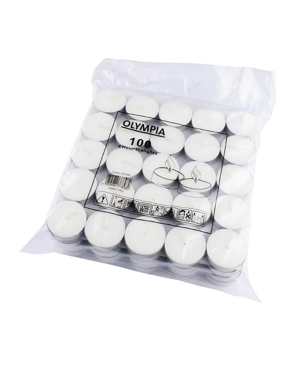 Theelichtjes - 4 uur - 100 stuks - H 28 x 22 CM - Was - Olympia - GF448