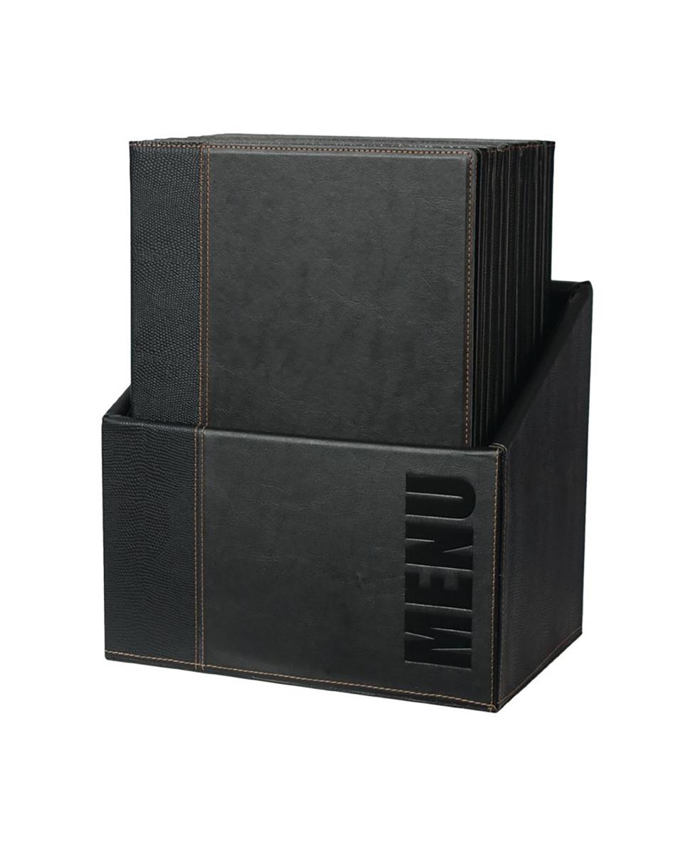 Menuhoezen - A4 - Met opbergdoos - 20 stuks - H 34 x 25.4 x 0.5 CM -  Pu Leer - Securit - U266