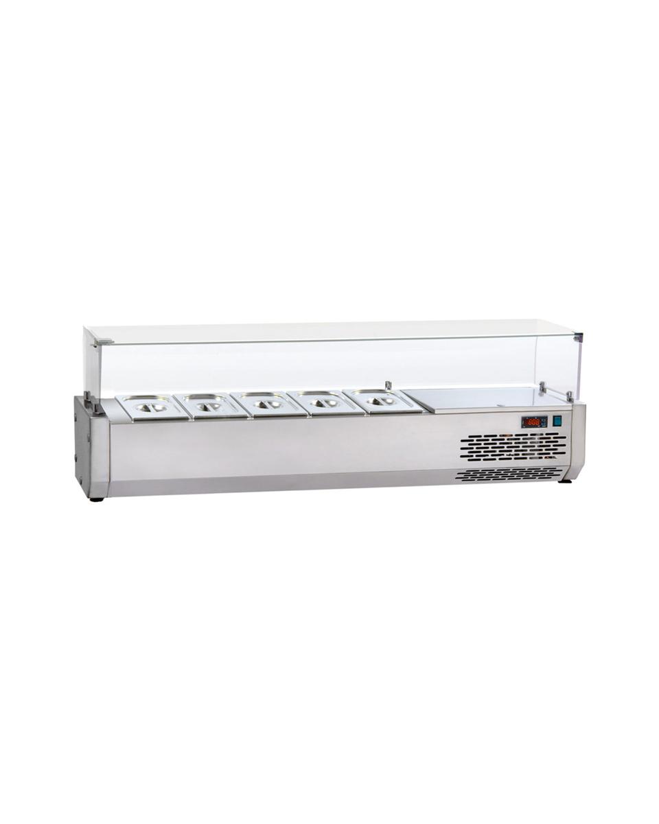 Glasopbouw opzetkoelvitrine - 140 CM - Tecnodom - VR3140VD