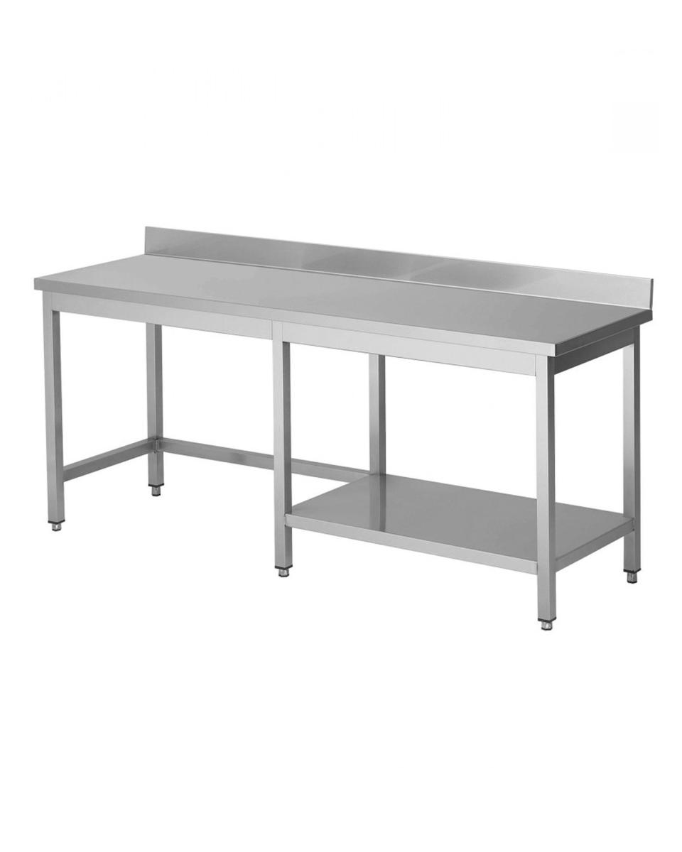 RVS werktafel - 60 CM diep - 1/2 onderschap rechts - Opstaande rand - Promoline
