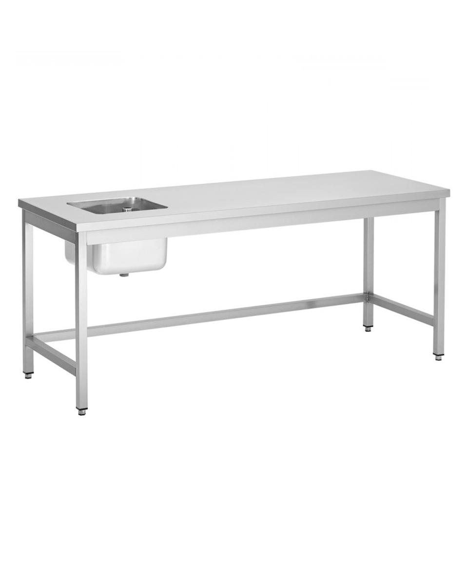 RVS cheftafel - Spoelbak links - 70 CM diep - Zonder onderschap - Promoline