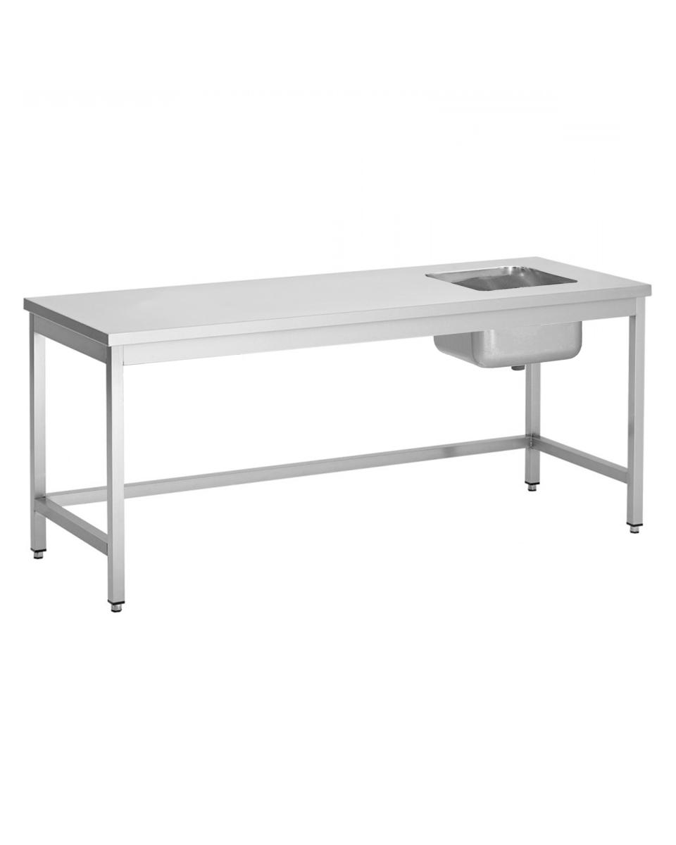 RVS cheftafel - Spoelbak rechts - 70 CM diep - Zonder onderschap - Promoline