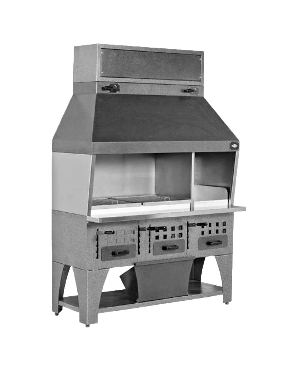 Houtskoolgrill - 160 - Verstelbaar - H 235 x 160 x 75 CM - Promoline