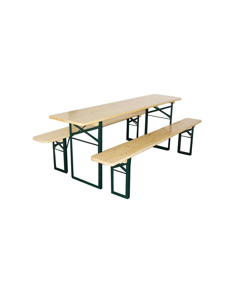 Bierbankset - Compleet - Naturel hout - Inklapbaar Groen Onderstel - Promoline