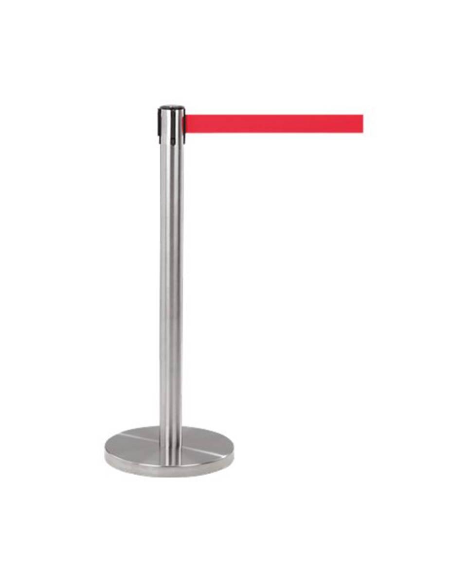 Afzetpaal RVS met trekkoord - Rood - Promoline