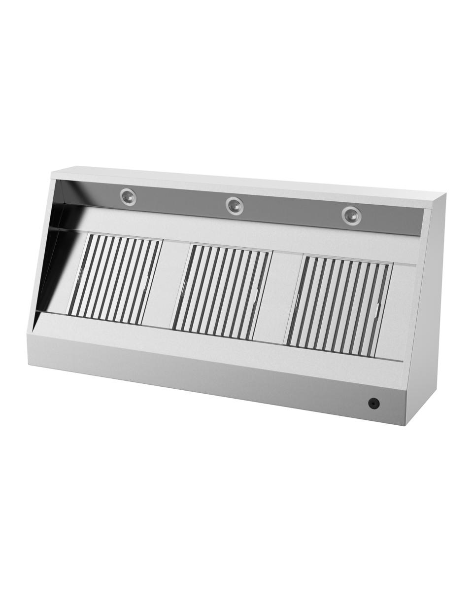 single aanklager Regeneratief Horeca afzuigkap - Schuin model - H 40 x 350 x 95 CM - Inclusief  verlichting - Promoline