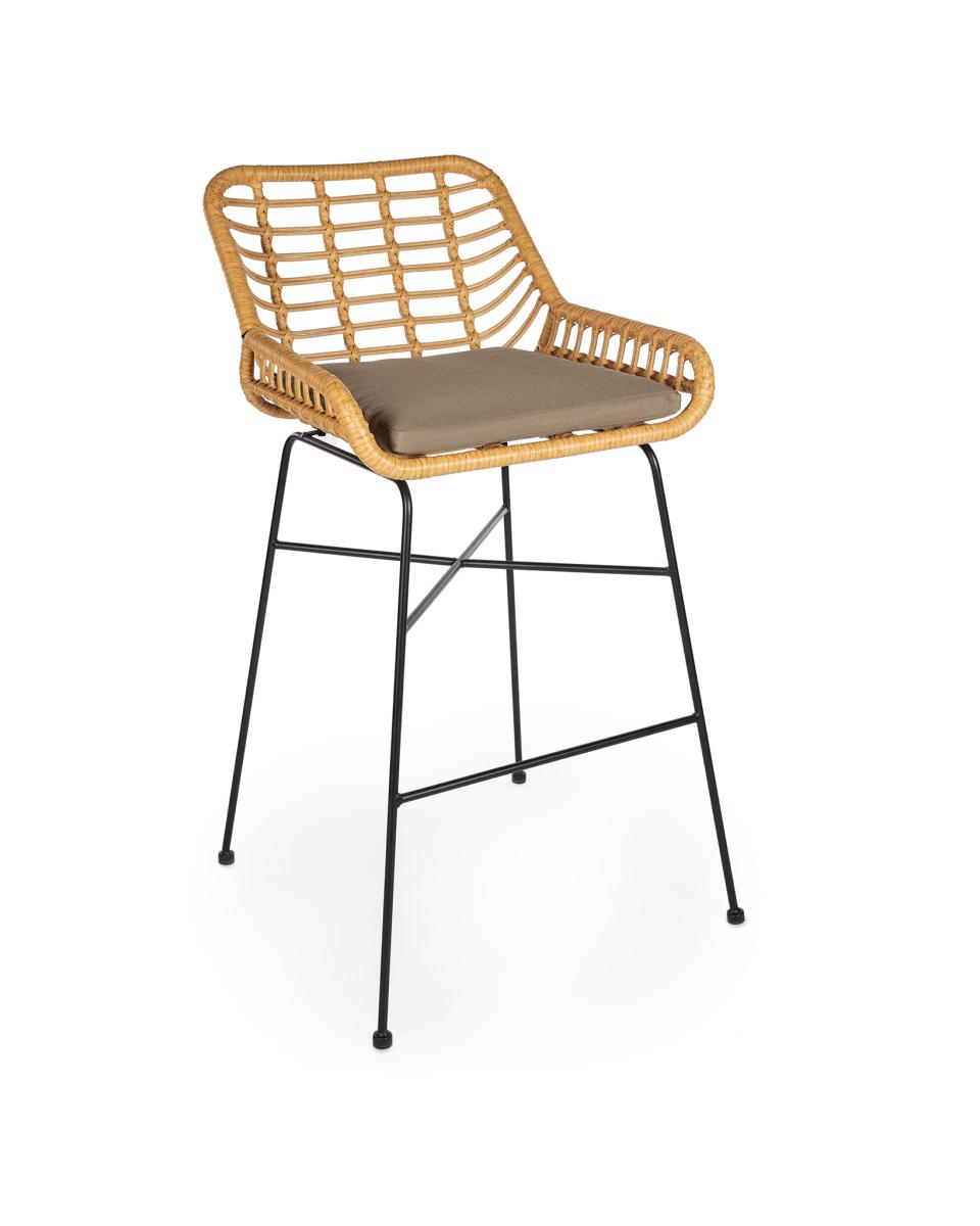 Terras Barkruk - Rattan - Naturel - Inclusief kussen - Promoline