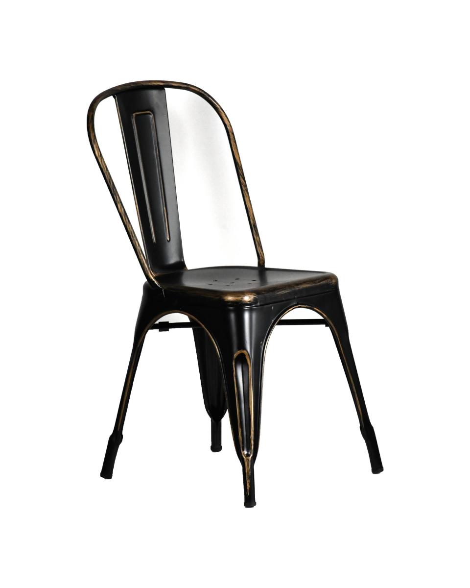 Horeca stoel - Retro - Vintage look - Zwart - Promoline