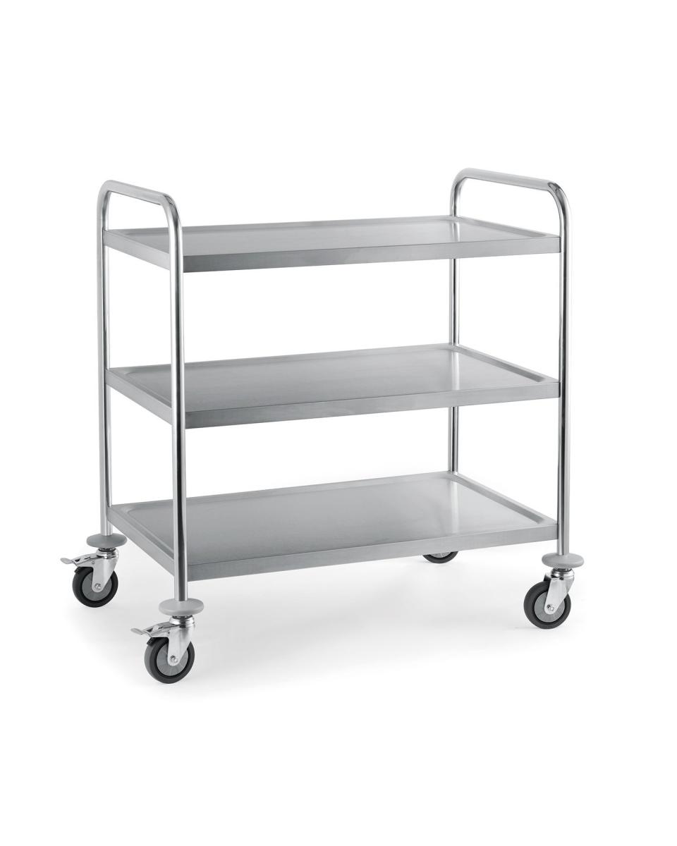 RVS Serveerwagen - 3-niveaus - Gelast extra stevig - Promoline