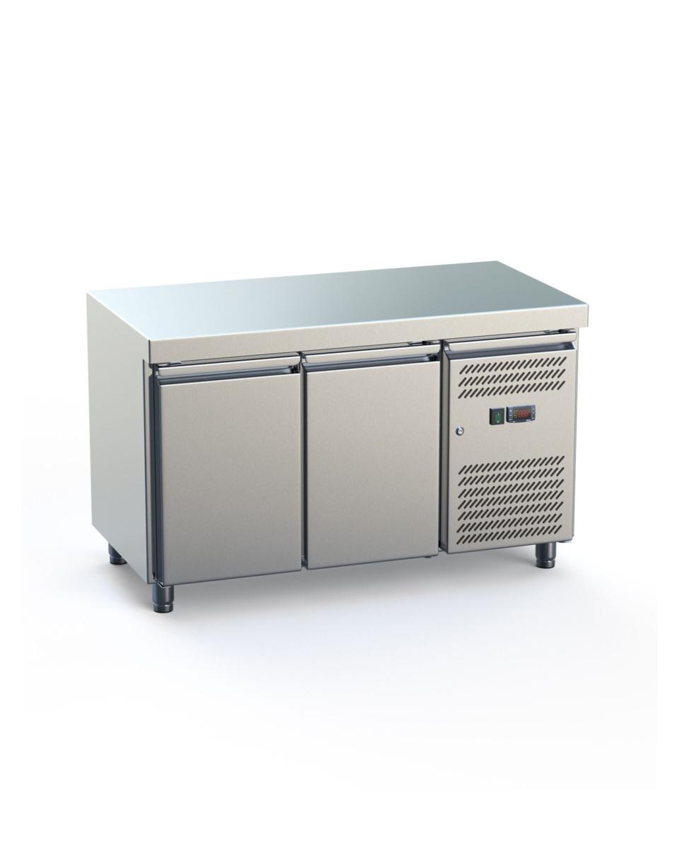 Koelwerkbank - 2 deurs - H 85 x 136 x 70 CM - RVS - Promoline