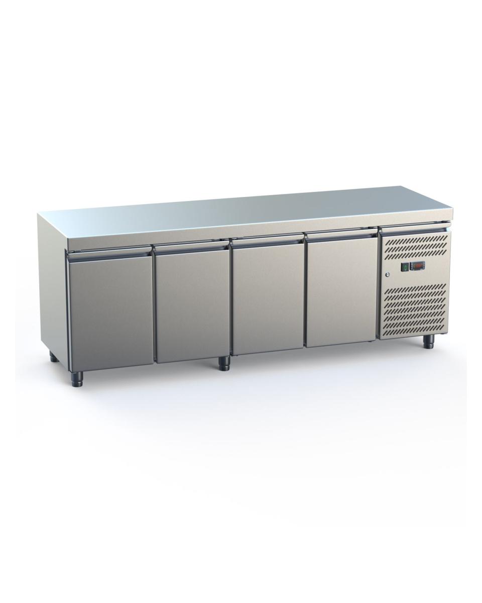 Koelwerkbank - 4 deurs - H 85 x 223 x 70 CM - RVS - Promoline