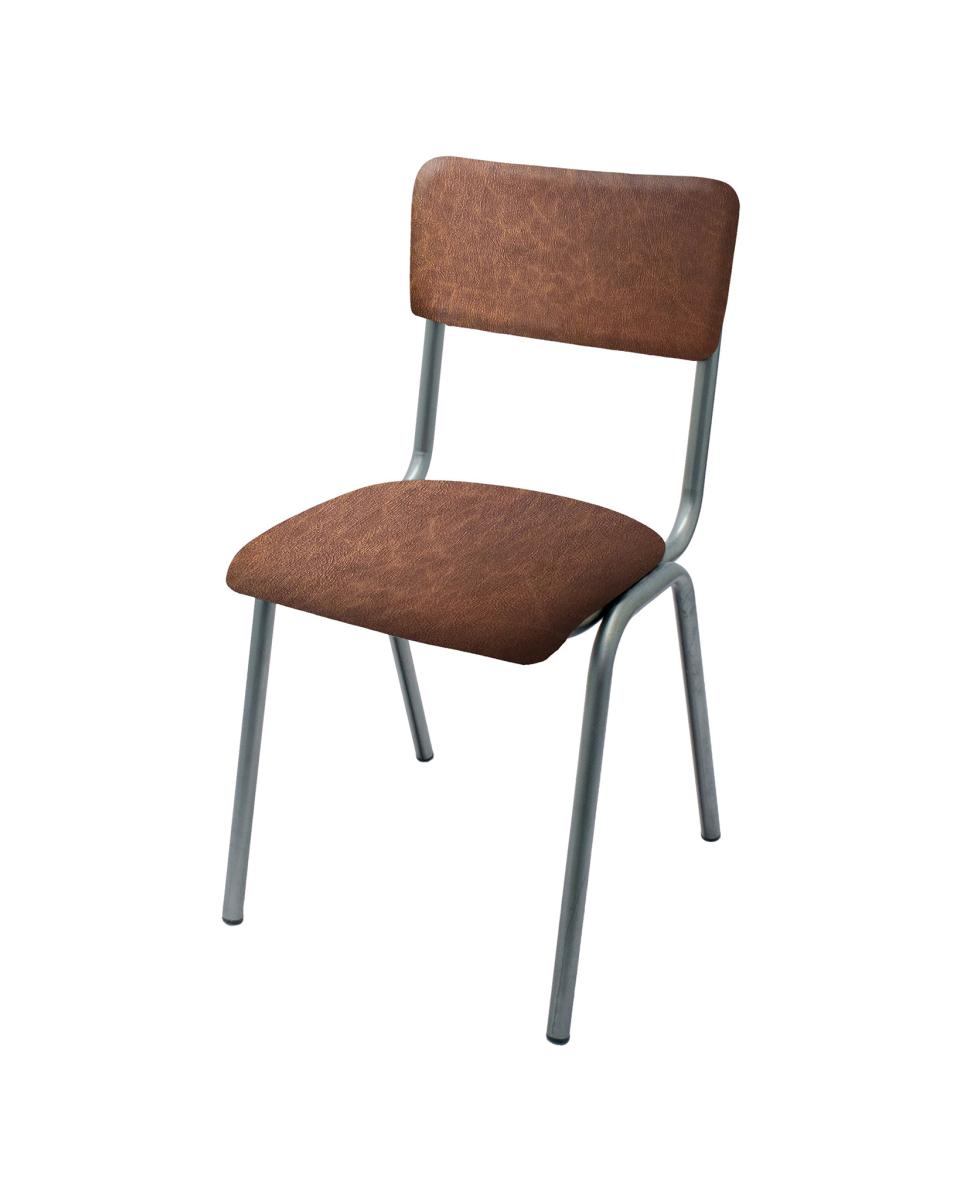 Horeca stoel - Old School - Vintage Metal - PU Bruin - Promoline