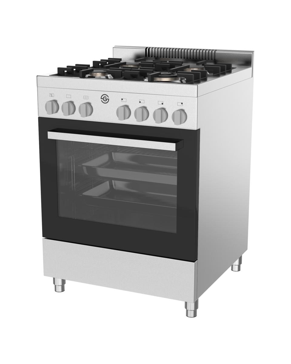 Gasfornuis - 4 pits - H 86 x 60 x 60 CM - RVS - Promoline