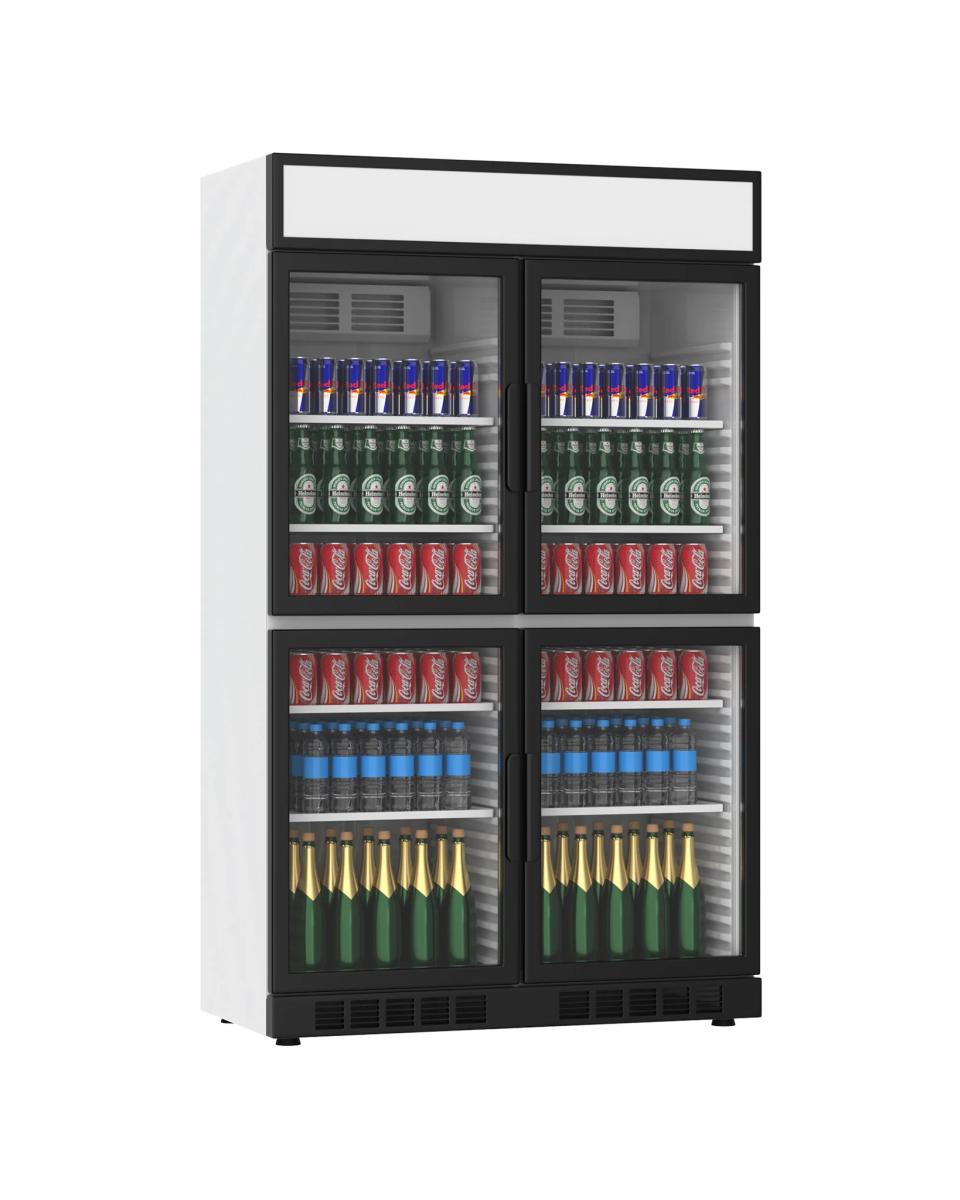 Koelkast glazen deur - 770 Liter - Display - 4 Deurs - Zwart - H 199.4 x 120 x 60.5 CM - Promoline