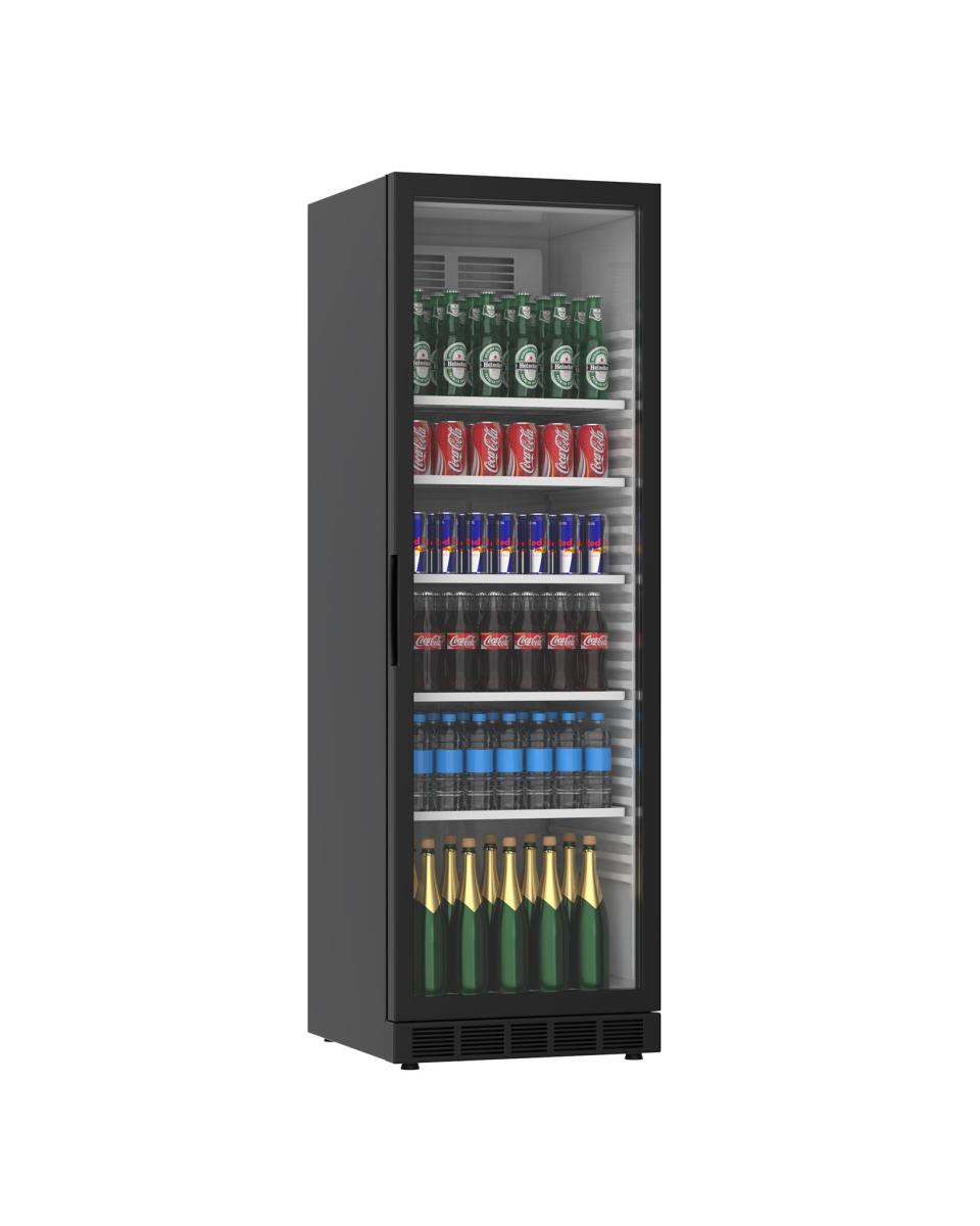 Koelkast glazen deur - 385 Liter - 1 Deurs - Zwart - H 184.5 x 59.5 x 60.5 CM - Promoline