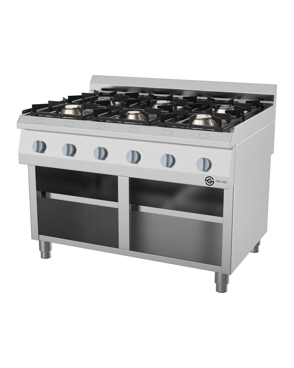 Gasfornuis - G700 Line - 6 pits - 120 CM - Open Onderstel - Promoline