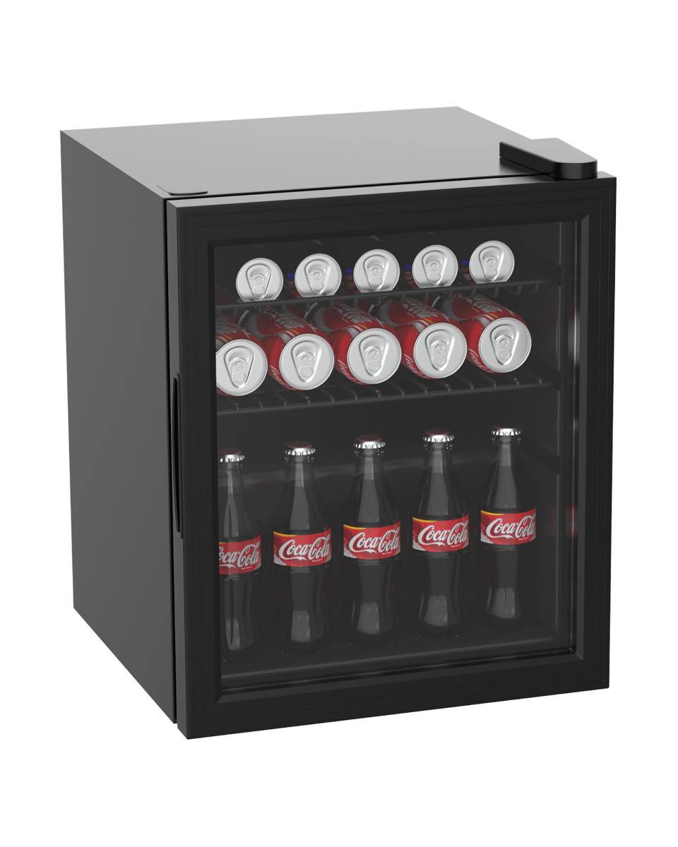 Mini koelkast - 50 Liter - Glasdeur - Zwart - Promoline