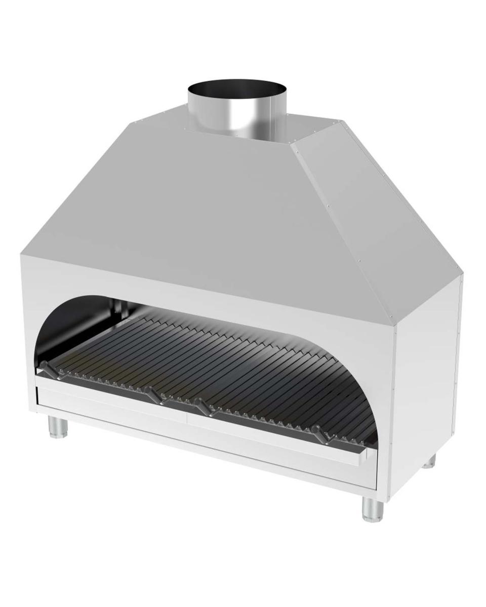 Houtskoolgrill - Tafelmodel - H 120 x 130 x 53 CM - Afzuigkap - RVS - Promoline