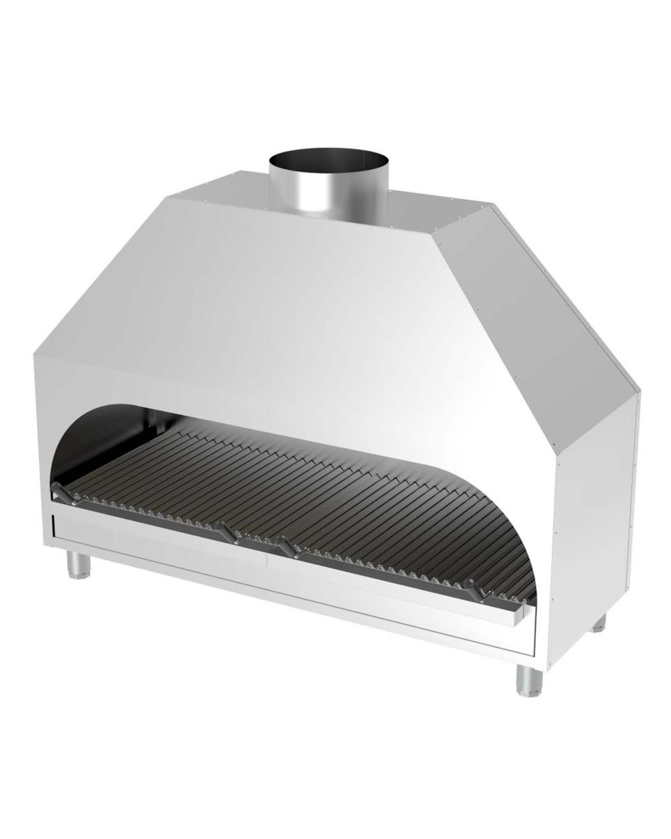Houtskoolgrill - Tafelmodel - H 120 x 150 x 53 CM - Afzuigkap - RVS - Promoline