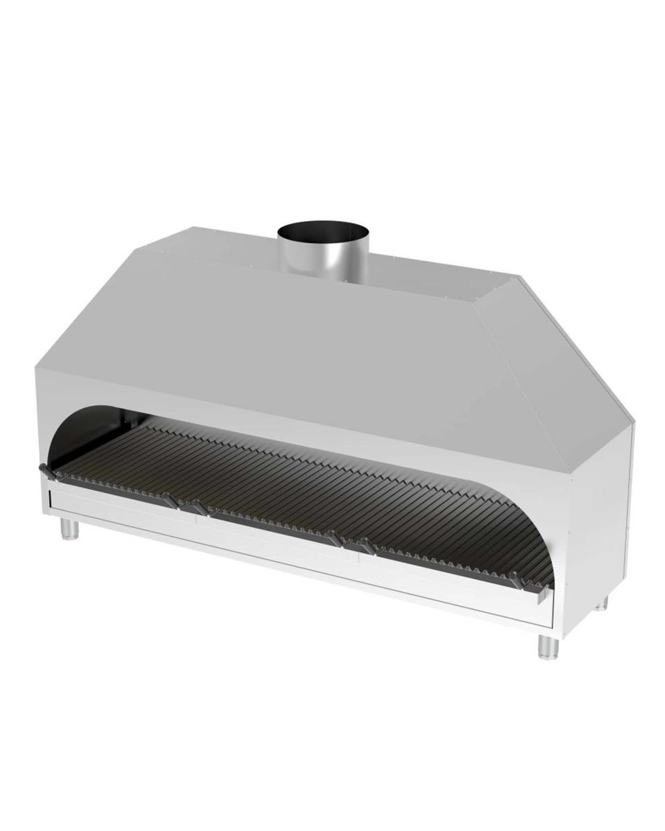 Houtskoolgrill - Tafelmodel - H 120 x 170 x 53 CM - Afzuigkap - RVS - Promoline