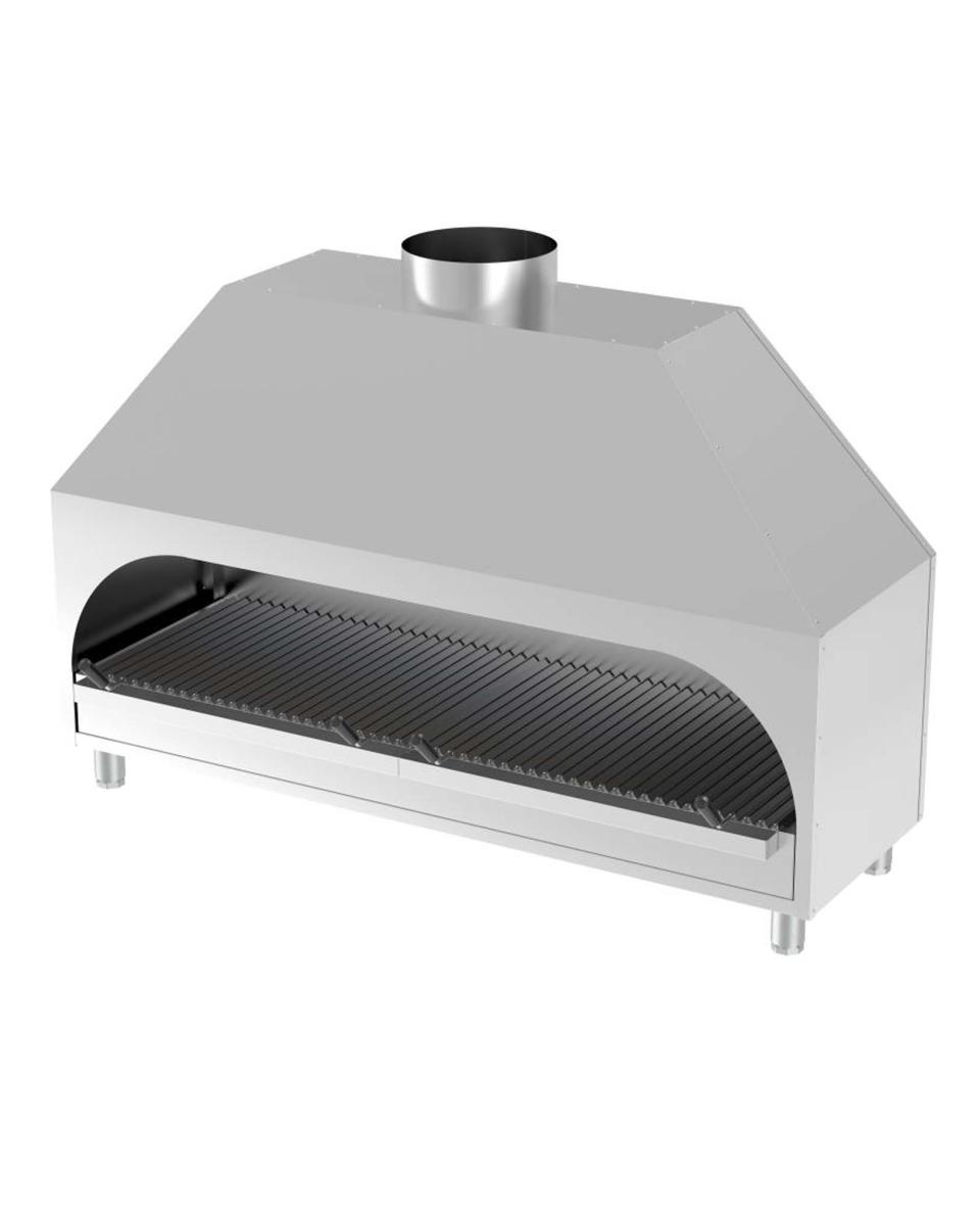 Houtskoolgrill - Tafelmodel - H 120 x 200 x 53 CM - Afzuigkap - RVS - Promoline