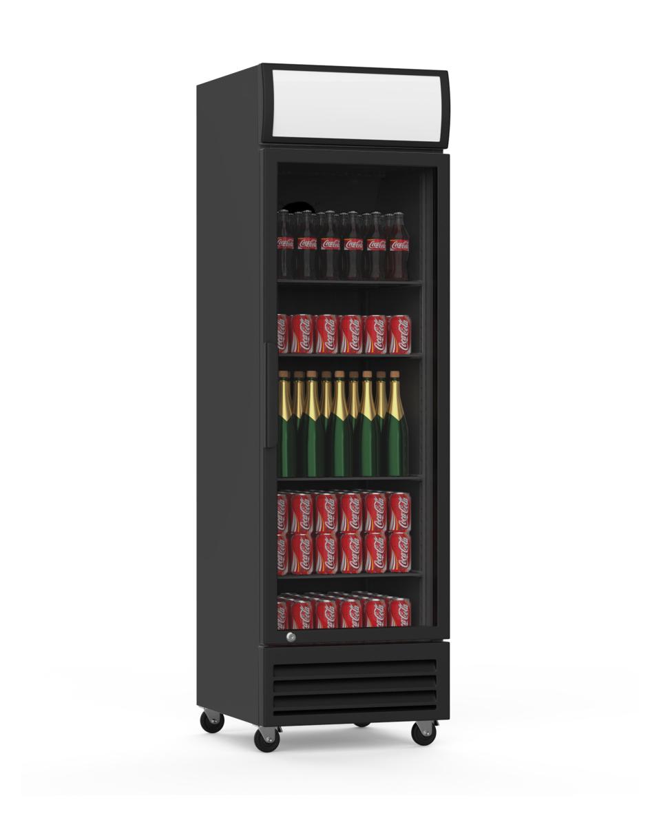 Koelkast glazen deur - 360 Liter - 1 deurs - Zwart - Promoline