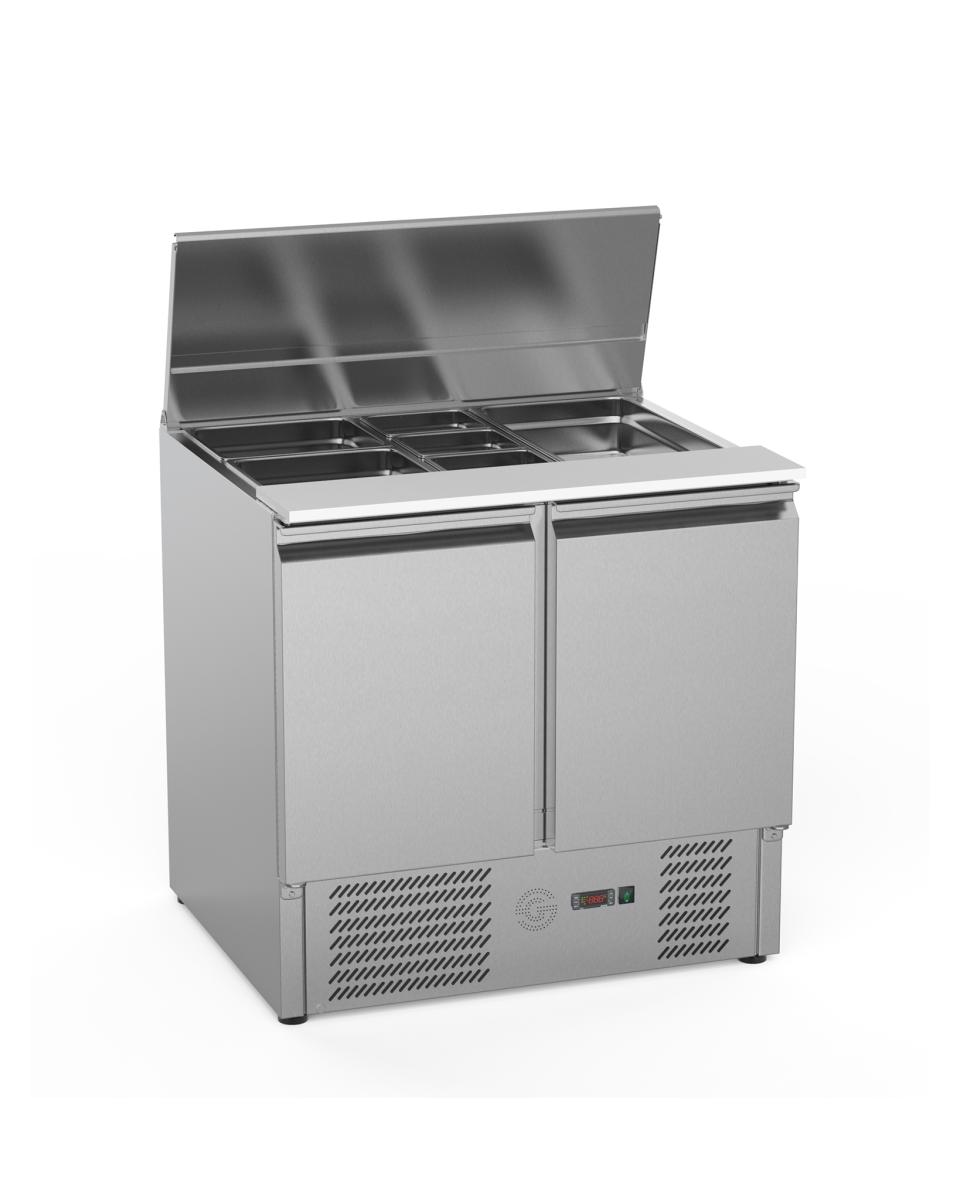 Saladette - 2 deurs - H 87.5 x 90 x 70 CM - 240 Liter - RVS - Promoline