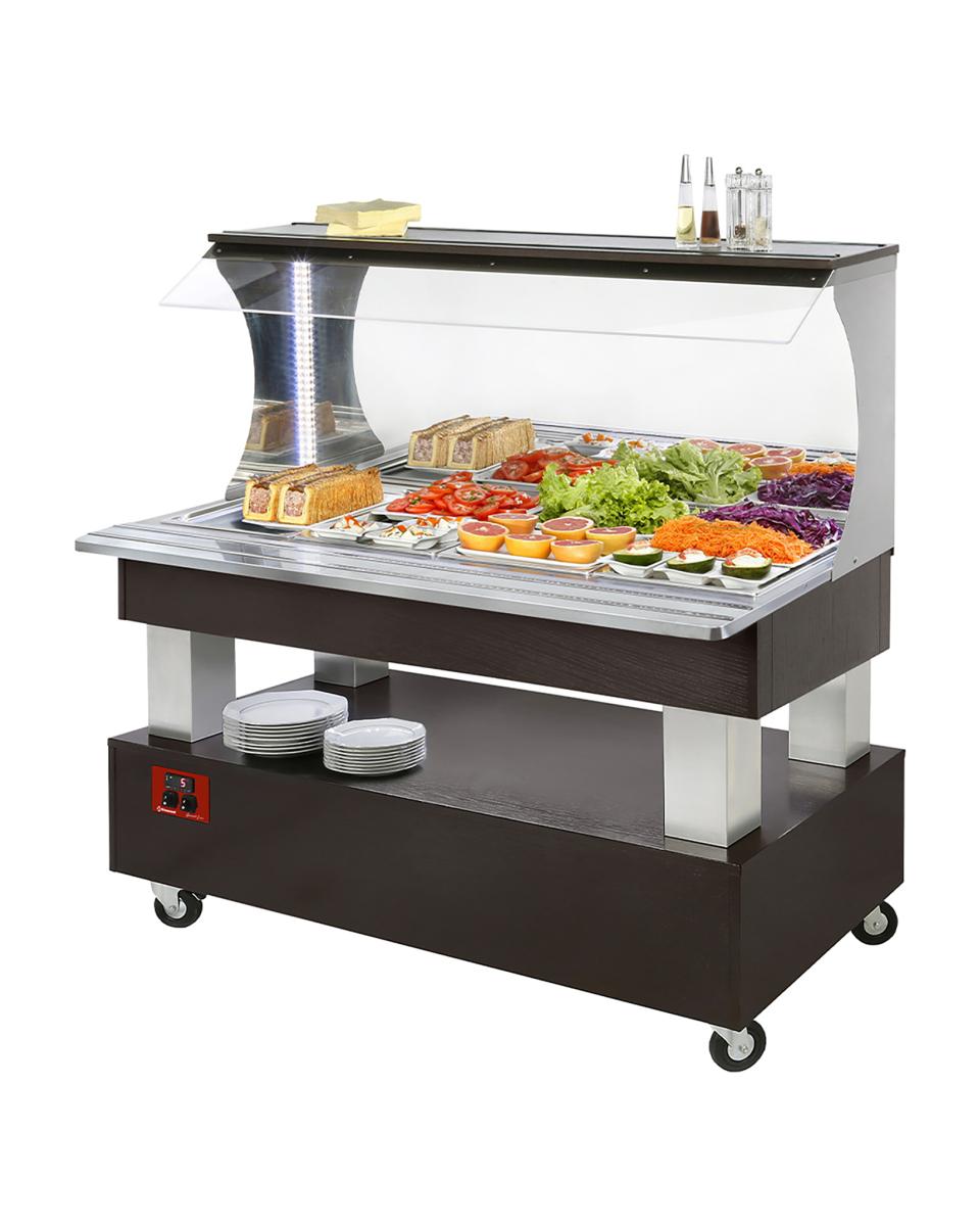 Gekoeld Buffet - 4 x 1/1 GN - Wengé hout - H 140.5 x 149.5 x 69 CM - Diamond - ASB/4N-B1-R2