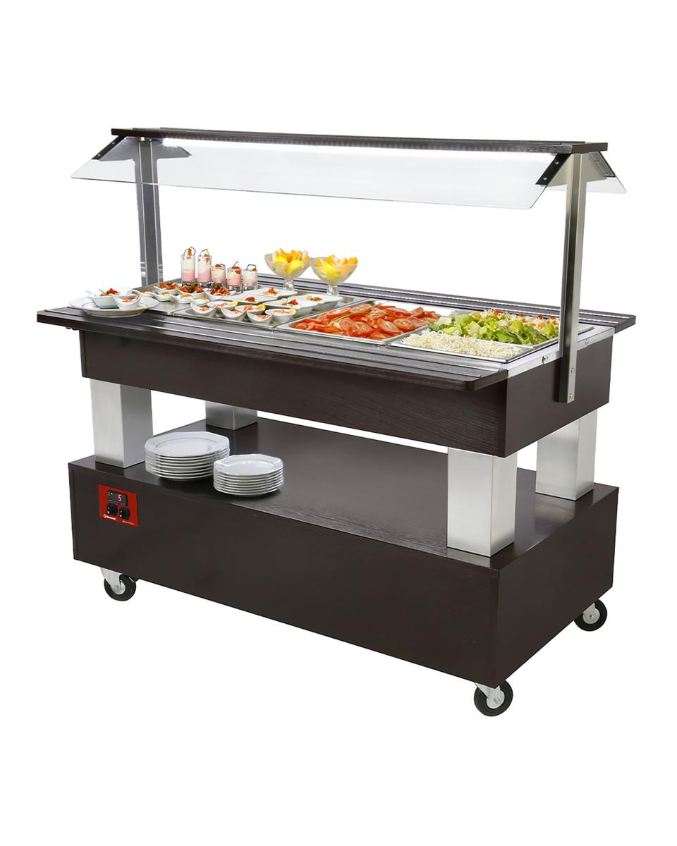 Gekoeld Buffet - 4 x 1/1 GN - Wengé hout - H 137 x 144 x 66 CM - Diamond - BSB/4N-B1-R2
