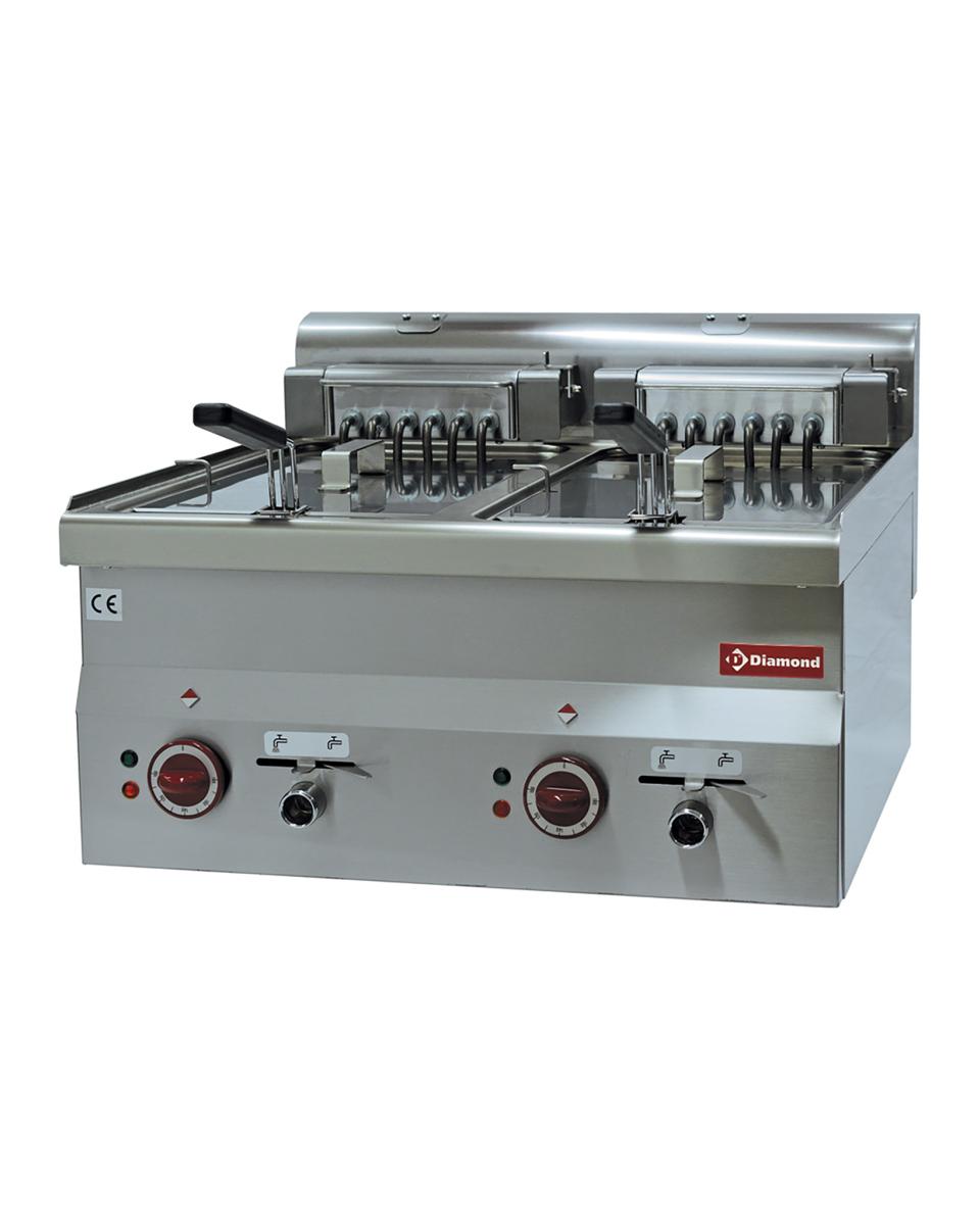 Friteuse - 2 x 10 Liter - Elektrisch - Aftapkraan - Tafelmodel - Diamond - E60/F20-6T-230/3-