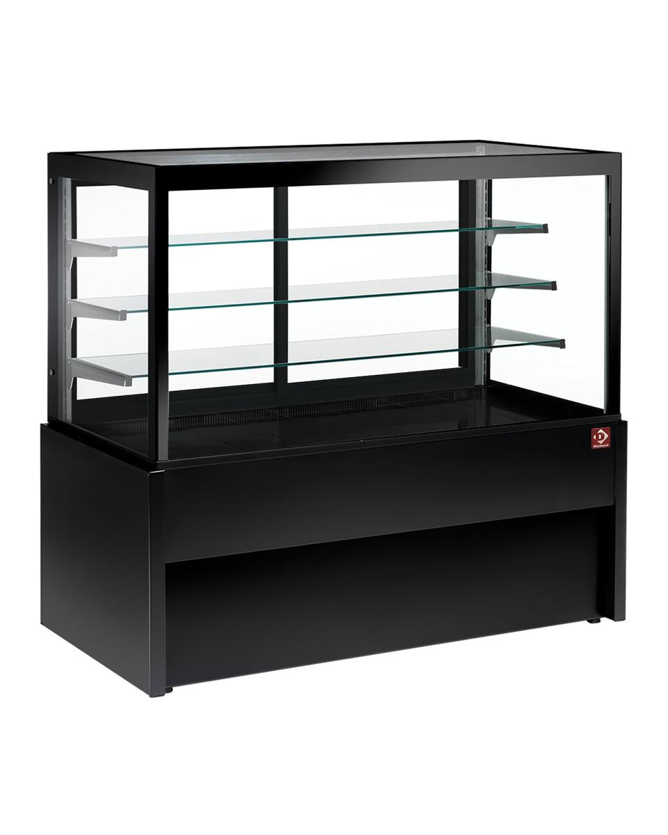 Toonbank Capri Line - 120 CM - Rechte ruit - 4 Niveaus - Neutraal - Zwart - Diamond - CB12NN-B9-P