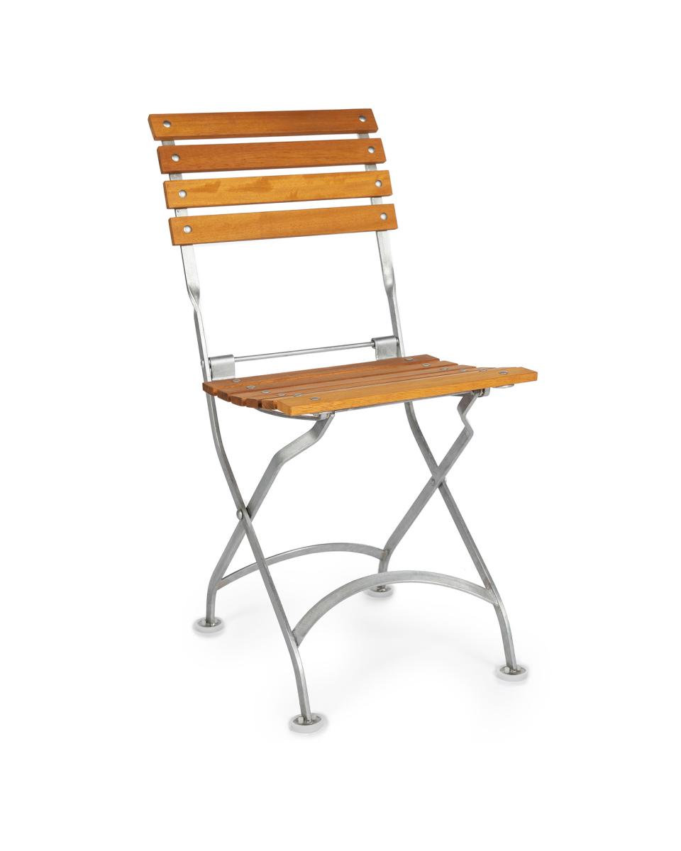 Terrasstoel - Solide - Chroom - Gietijzer / teak - Promoline