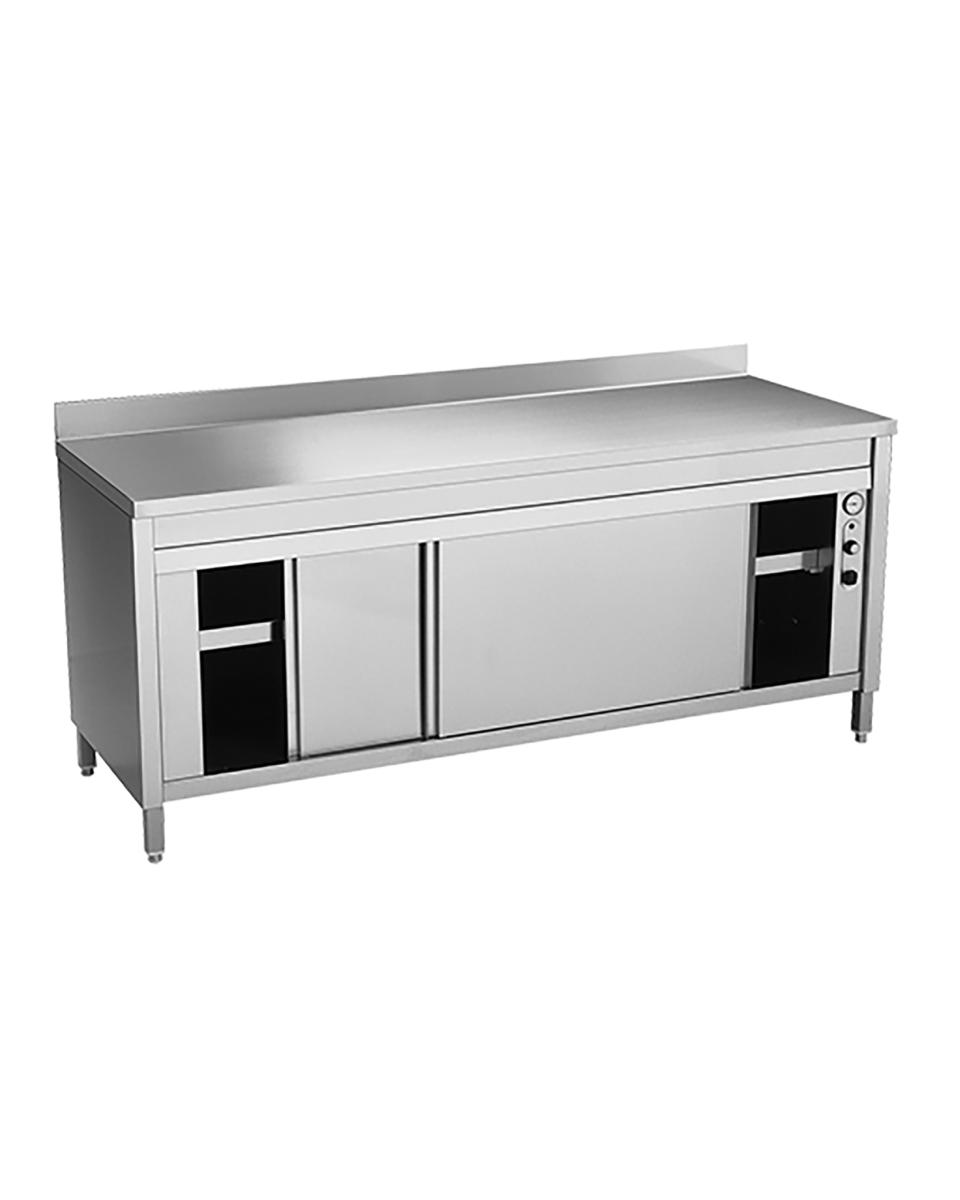 Warmhoudkast - H 87 x 140 x 70 CM - 84 KG - 220 - 240 V - 2500 W - RVS - +30°C / +90°C - Multinox - 317060