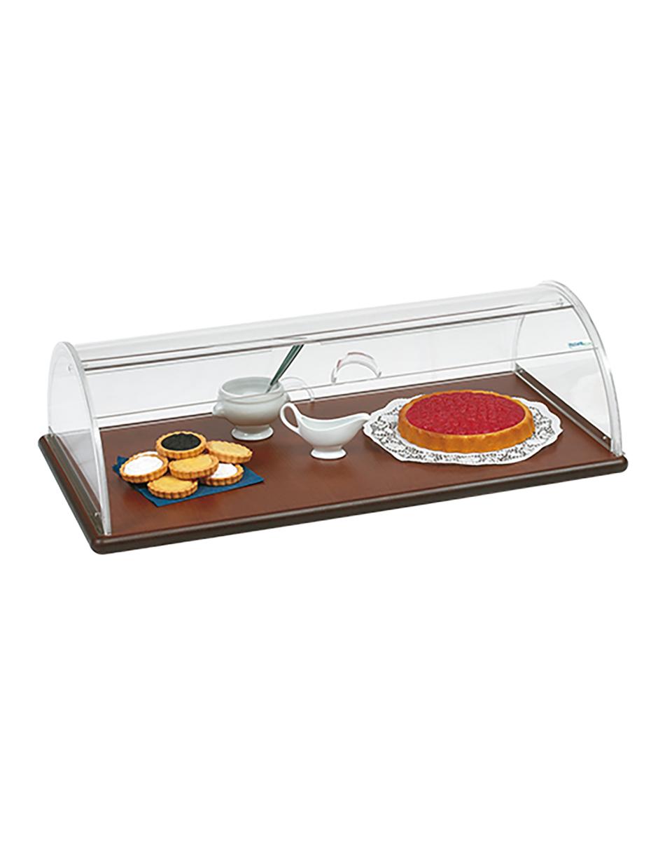 Buffetvitrine - H 30 x 90 x 49 CM - 25 KG - plexiglas - Bruin - Rolltop Deksel - 710002