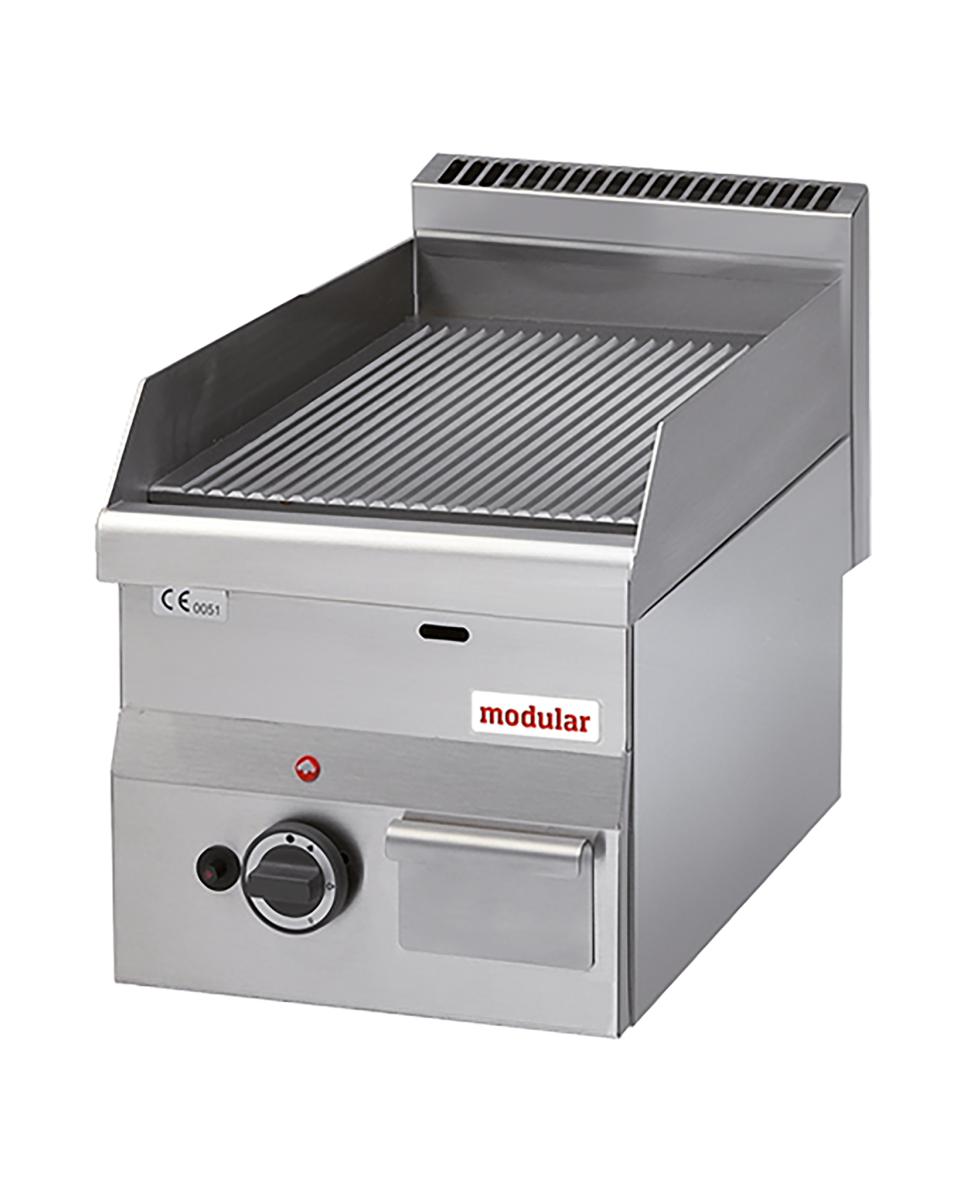 Bakplaat - H 28 x 30 x 60 CM - 30 KG - Aardgas - 5.2 CM - RVS - Geribbeld - Modular - 316635