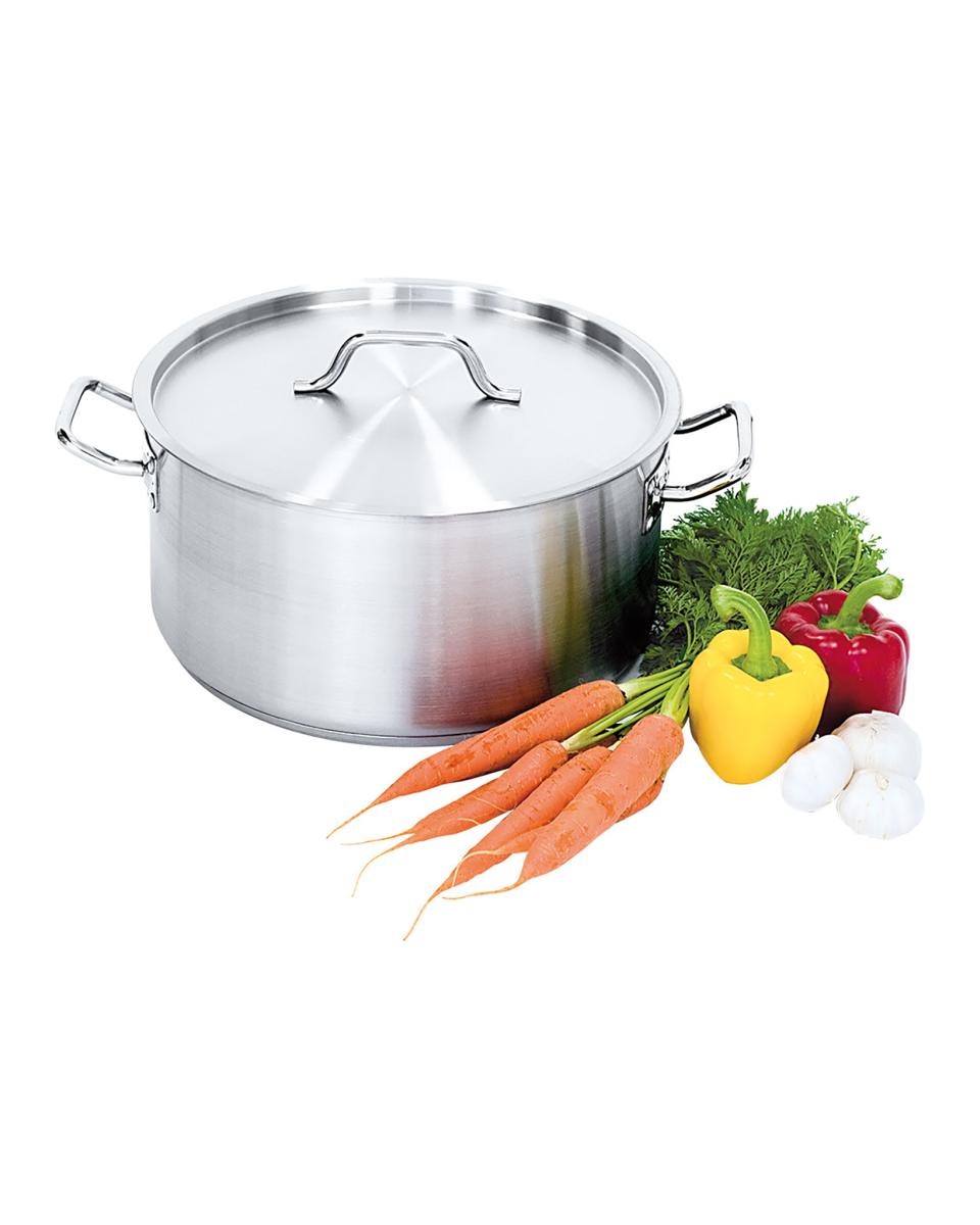 Kookpan - Ø28 x H 13 CM - Laag - RVS - Met Deksel - 8 Liter - Promoline